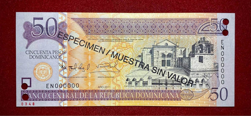 Billete 50 Pesos Republica Dominicana Specimen 2011 Pick 183