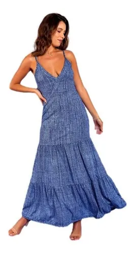 Vestido jeans decote v 2025