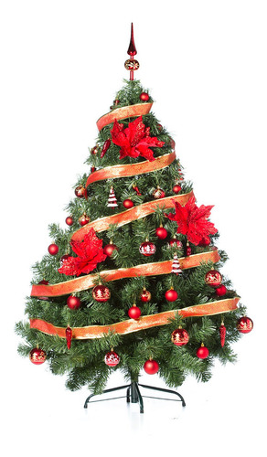 Arbol Navidad Montañes Deluxe 1.50mts Con Adornos Rojo