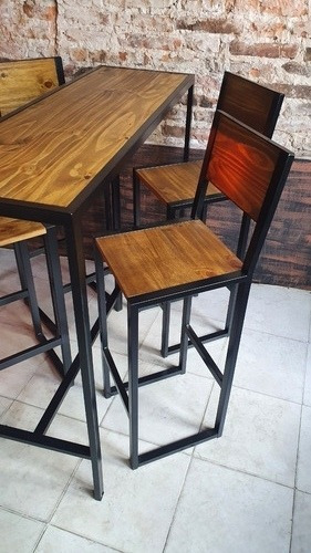 Imagen 3 de 6 de Mesa Barra Desayunador 120x40 + 4 Taburetes Linea Cubo
