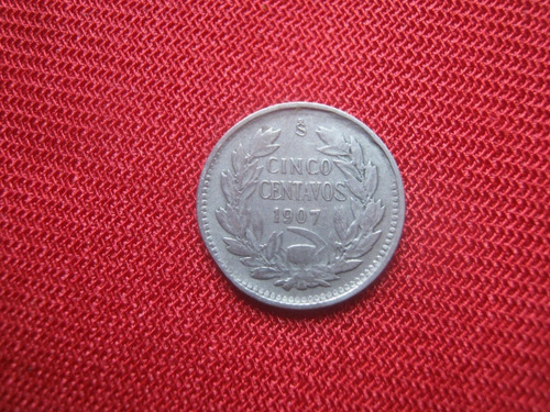 Chile 5 Centavos 1907 Plata 