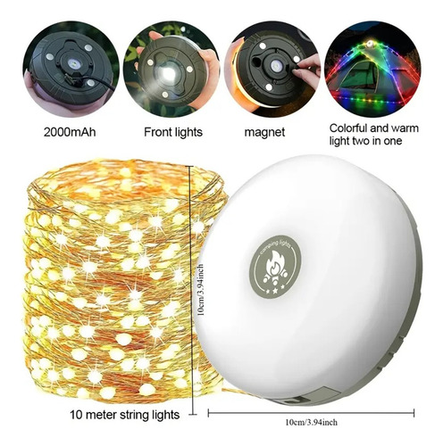 Cadena De Luces Led 3 En 1 Para Acampar, Guirnalda De Luces