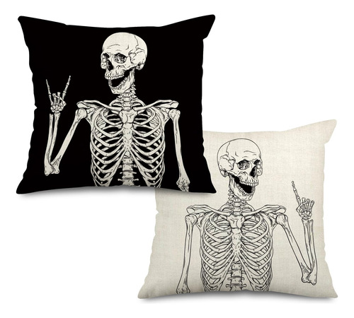 Anydesign Fundas De Almohada De Halloween Con Diseño De Esqu