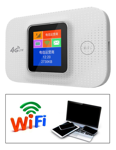 Roteador 4g Wifi Tela Led 2100mah Mini Portátil Para Viagem