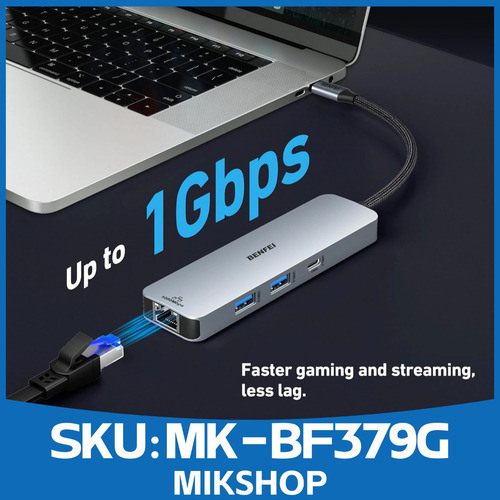 Hub Adaptador Usb-c A Hdmi 2 × Usb-a 1 × Usb-c Rj45 100w Pd Gris Oscuro
