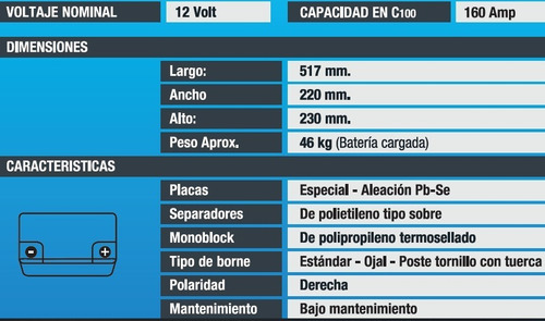 Imagen 2 de 2 de Batería Ithurbide Solar Premium 12v 160ah