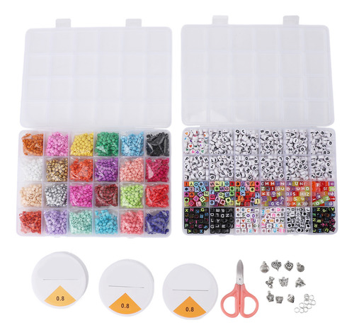 Juego De Abalorios Con Letras Para Pulseras, 24 Colores, Cue