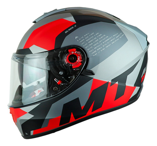 Casco Integral Con Lentes Mt Blade Fade A2 Gris Rojo Mate