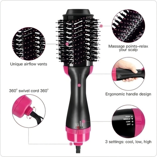 Escova Secadora Profissional Seca Alisa E Modela Cabelo