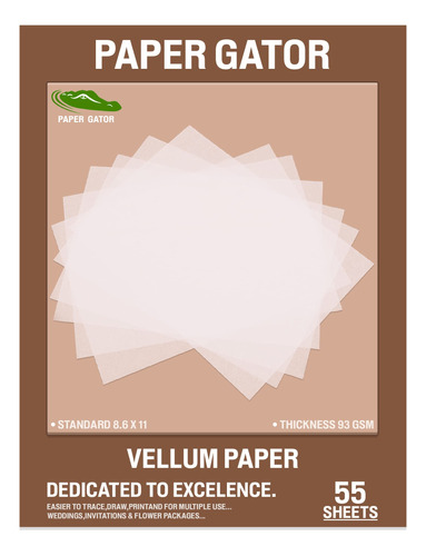 Paper Gator Papel Vellum Â [ 55 Hojas] Impresion 8.5 X 11 