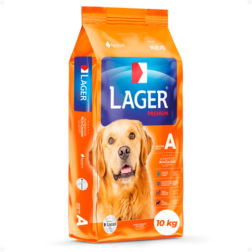 Alimento Lager Premium Lager para perro adulto de raza grande sabor carne en bolsa de 10kg