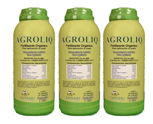 Imagen 2 de 2 de Fertilizante Orgánico Agroliq (caja X 3 Unidades)