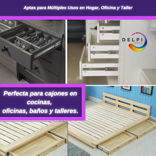 Correderas Telescopicas Cierre Suave 45cm 2 Pares Guia Cajon