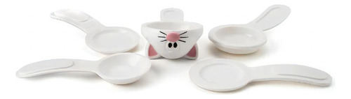 Juego de cucharas medidoras Hudson Kitten de 5 piezas, color blanco
