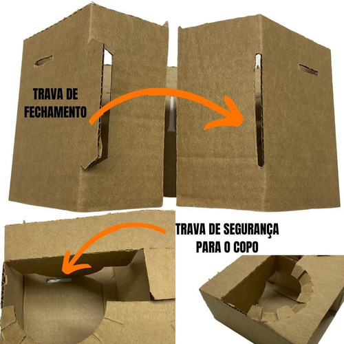 Suporte Porta Copos De Papelão Para 2 Copos Delivery 50 Unid