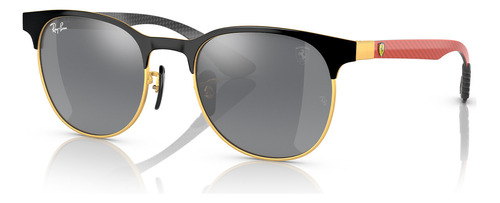 Gafas de sol Ray Ban Ferrari Black Gold RB8327m F0816g, 53 colores, marco dorado, color negro, color varilla, lente roja, color negro