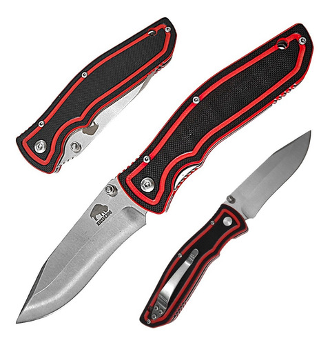 Imagen 1 de 10 de Navaja Cuchillo Supervivencia Rescate Rojo Negro Bison