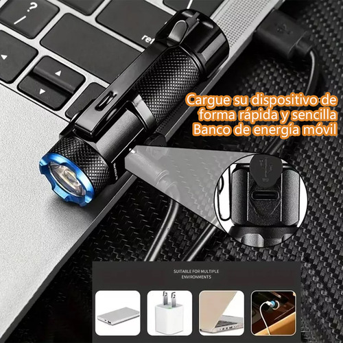 Mini Linterna Led Extremadamente Brillante Recargable 1500lm