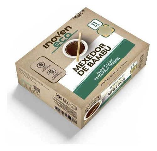 Mexedor Bambu Inoven Cafe Bebidas Drinks 11 Cm 500 Unidades