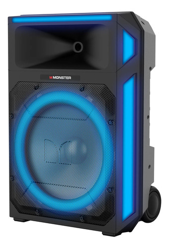 Bocina Amplificada Monster X6 Bluetooth Micrófono Luces Led Color Negro