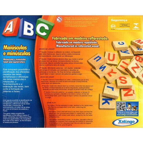 Imagem 2 de 4 de Brinquedo Pedagogico Madeira Abc Alfabeto Letras 72 Peças