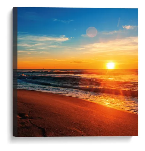 comprar Cuadro Decorativo Canvas Paisaje Playa Cielo Azul 30x30cm