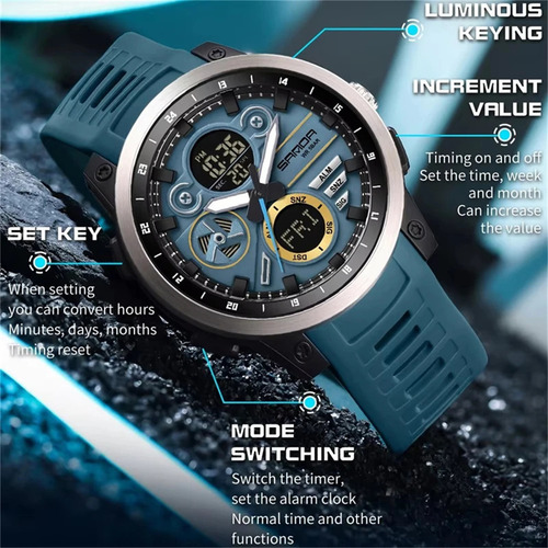 Reloj Electrónico Deportivo De Doble Pantalla Sanda 3379 Par