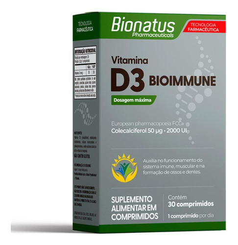 3cx Bionatus Vitamina D3 Bioimmune C/ 30 Comprimidos Cada