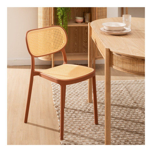Set De 2 Sillas De Comedor Modernas Cassias Modelo Christian Liso Terracota Beige