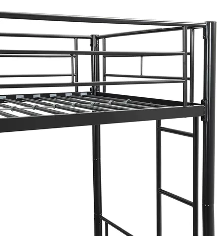 Litera de metal con cama nido individual, litera individual sobre  individual con dos escaleras y rieles de protección de seguridad, marco de  literas