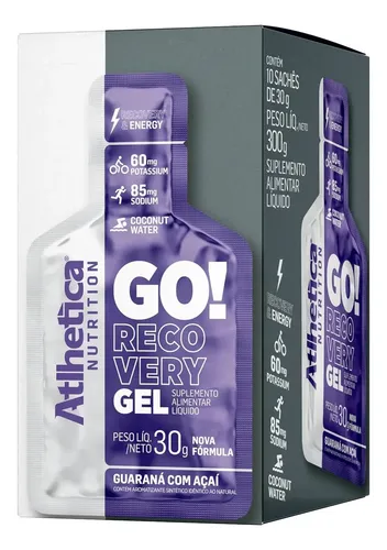 Gel Go! Recovery Gel Energético Sabor Açaí Com Guaraná 10 Un de 30g - Atlhetica Nutrition
