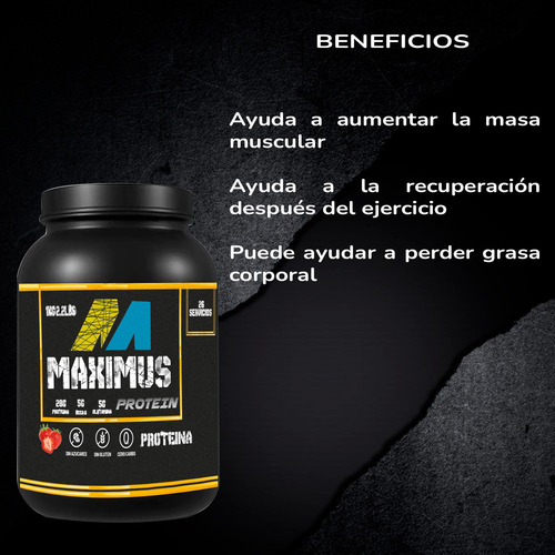 Proteína Hidrolizada Isolate Maximus 1kg 200 Servicios Fresa