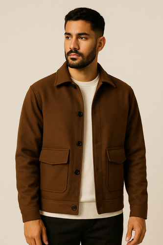 Saco Corto Tapado Trench Hombre Abrigado Semi Formal
