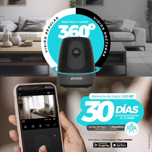 Sistema Seguridad Binden In360 Camara Sensor Movi Aper Alexa