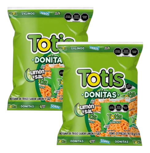 Botana Totis Donitas Frituras Sal Y Limón 100pz De 10g