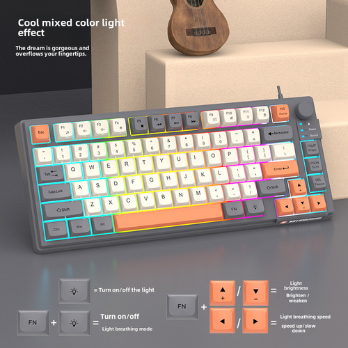 Violet - Teclado Con Cable K81 Para Juegos Mda Keycaps Trico
