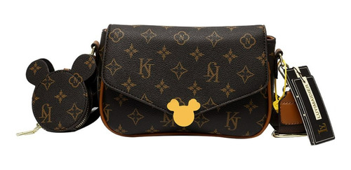 Cartera Morral Mickey Con Monedero Estilo Lv