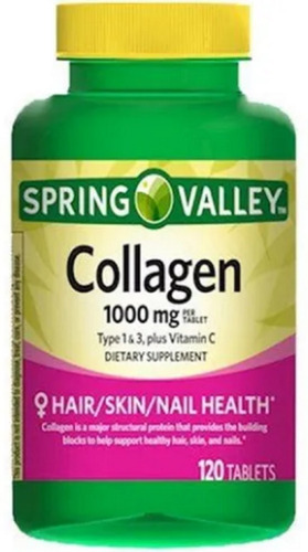 Collagen 1,000 Mg + Vit C 120 Tabletes Spring Valley