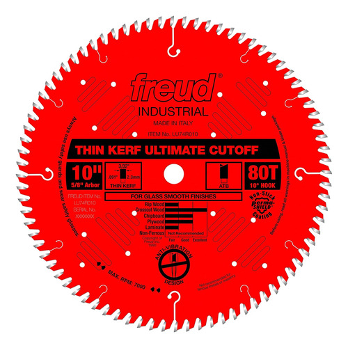 Hoja De Corte Freud Thin Kerf Ultimate, 10 X 80 T (lu74r01..