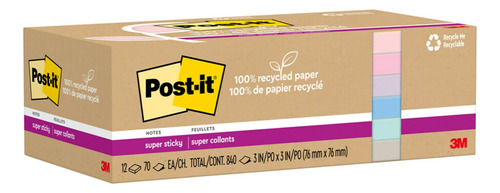 Sticky Notes Post-it Wanderlust Pastels 100% Recycled Paper