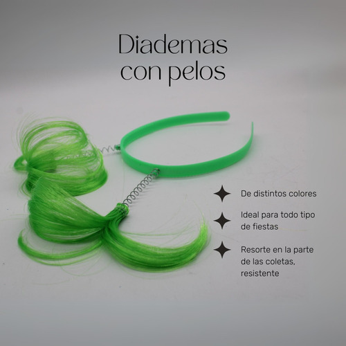 12 Diadema Colitas Pelo Loco Neon Batucada Fiesta Colores