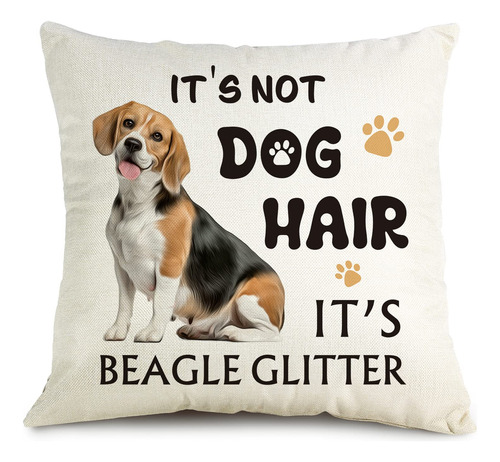 Funda Almohada Purpurina Beagle Decoracion Perro Divertida X