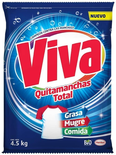 Viva Quitamanchas Total Regular, Detergente En Polvo 4.5kg