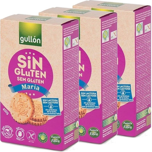 3x Biscoito Gullon Sem Gluten Maria 380g