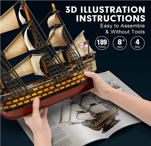 Rompecabezas 3d, Modelo Del Velero Hms Victory Vessel Ship