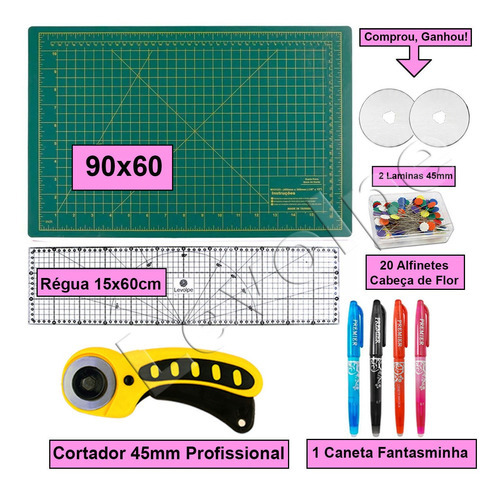 Kit Base De Corte 90x60 + Regua 15x60 +cortador 45mm