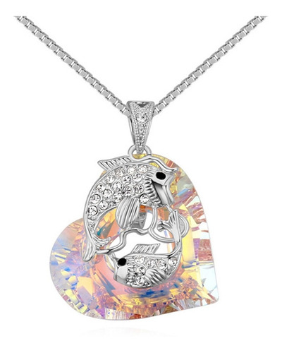 Dije Con Cristales, Amor De Cristal Ac17-73 Color Blanco