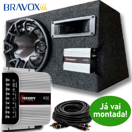 Caixa Amplificada 370w Subwoofer 12 Bravox + Módulo Taramps