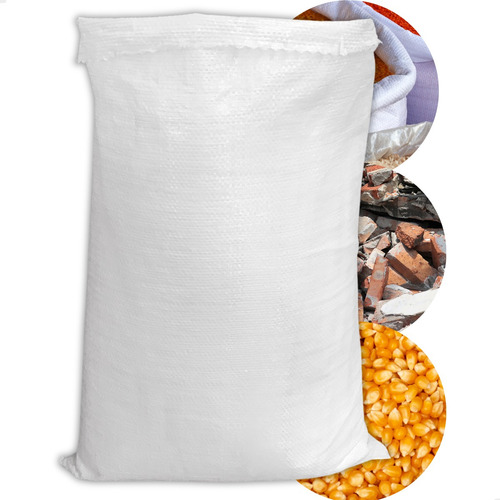 100 Saco Ráfia 60x90 Reciclagem Entulho Obra Grão 50kg Cor Branco