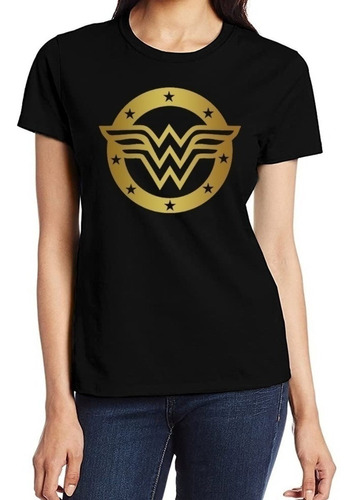 Polera Estampada Maravilla Logo Dorado Wonder Woman